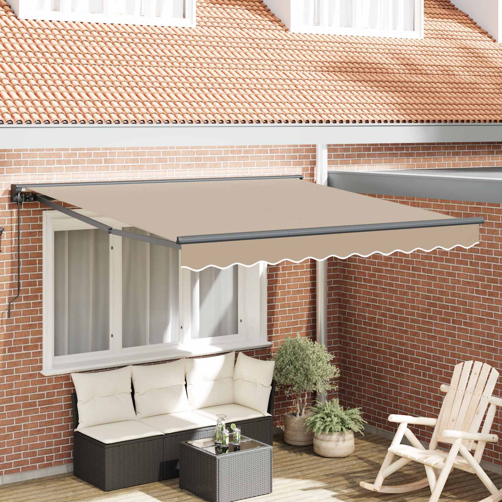 vidaXL Markisenrahmen Beige 350 x 250 cm Polyester mit PU-Beschichtung