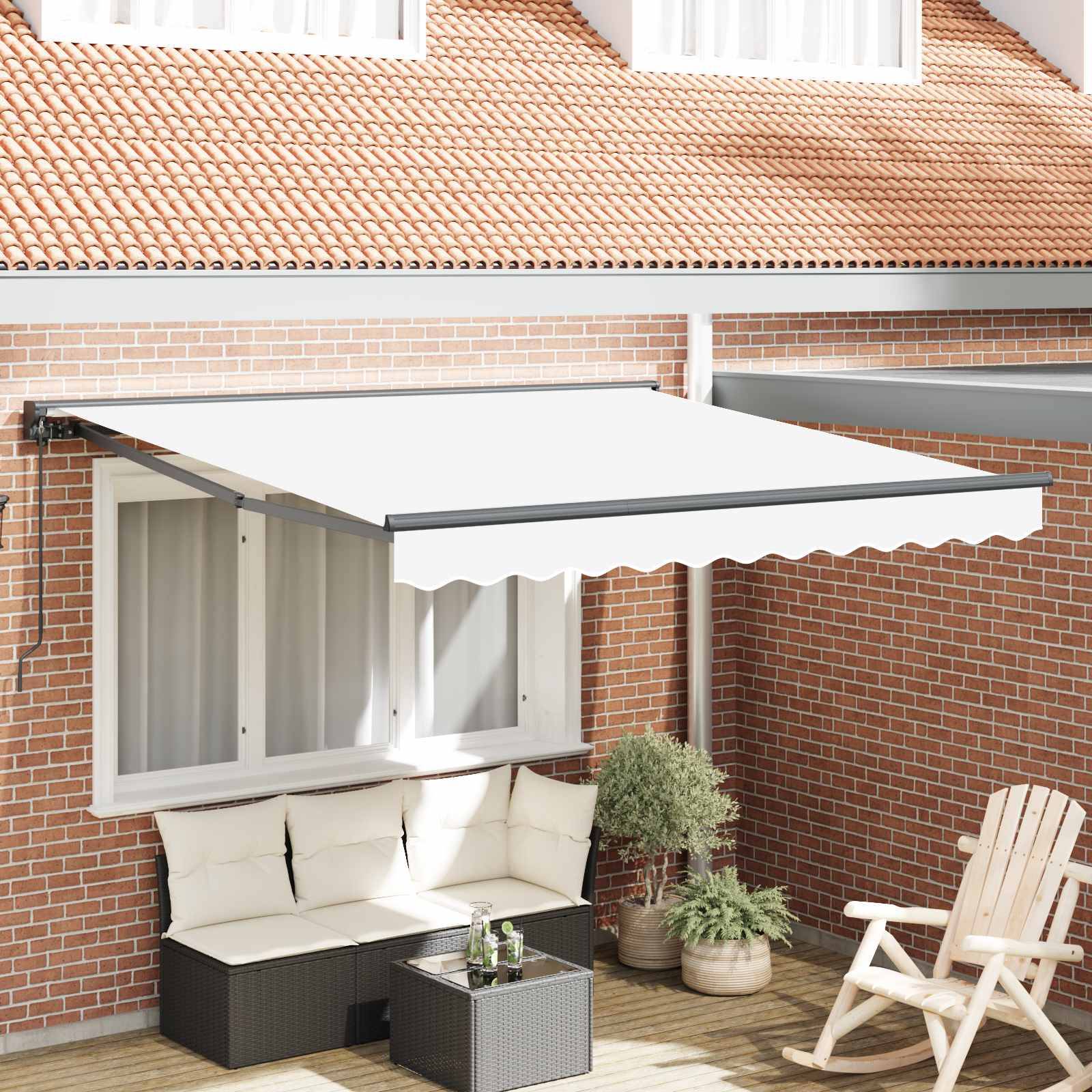 vidaXL Markisenrahmen Weiß 350 x 250 cm Polyester mit PU-Beschichtung