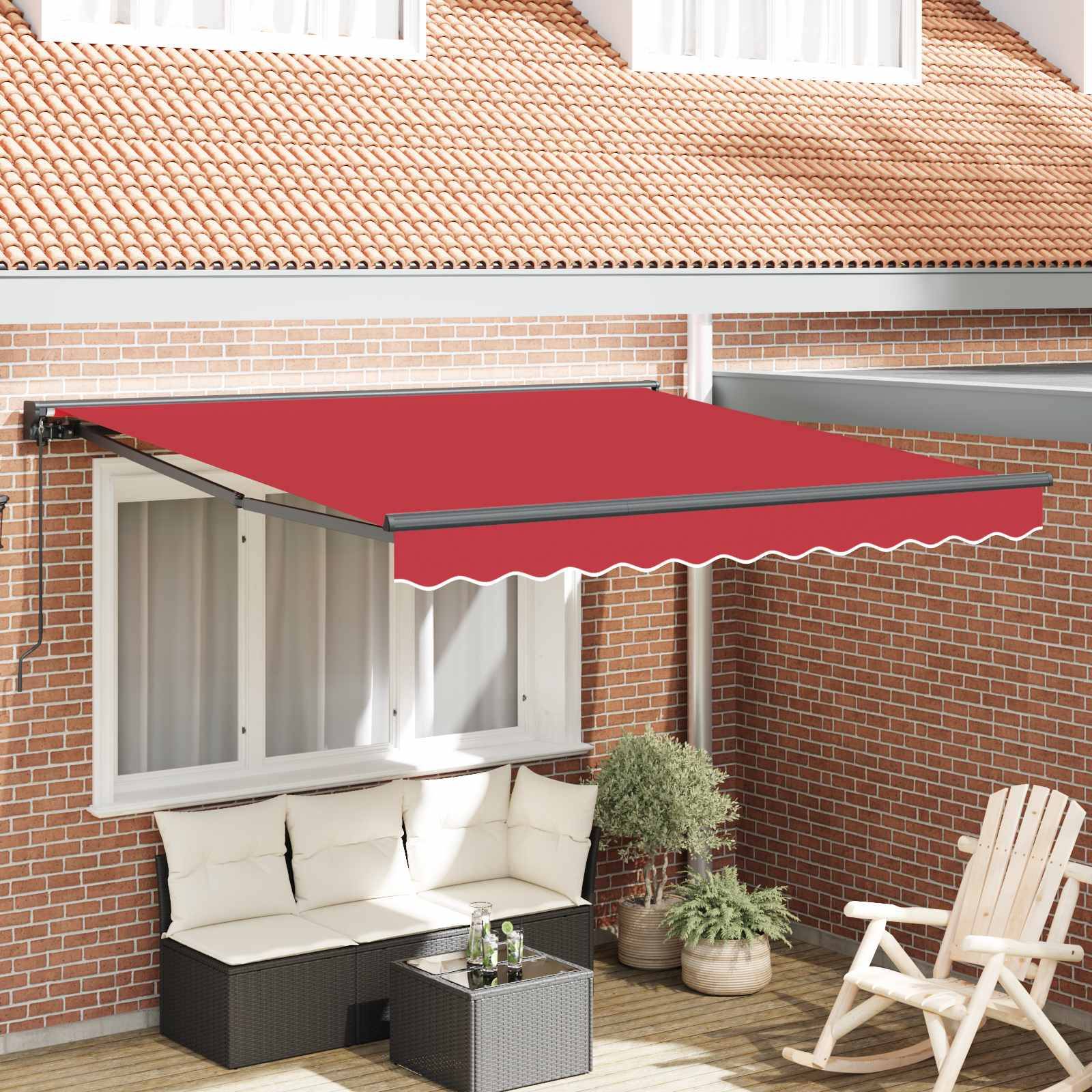 vidaXL Markisenrahmen Rot 350 x 250 cm Polyester mit PU-Beschichtung