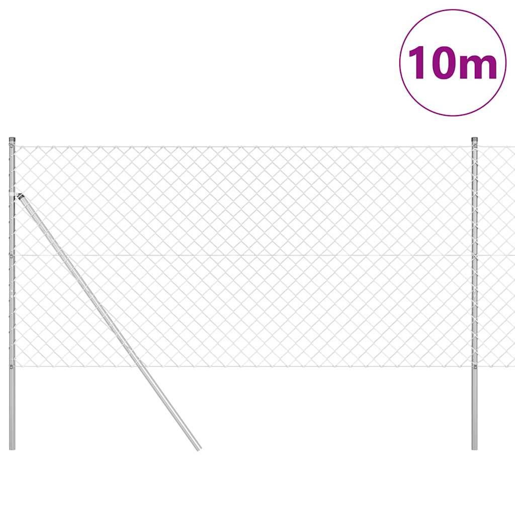 vidaXL Zaunpfosten Silber 10 x 1 m (60 x 60 mm Maschen) Stahl