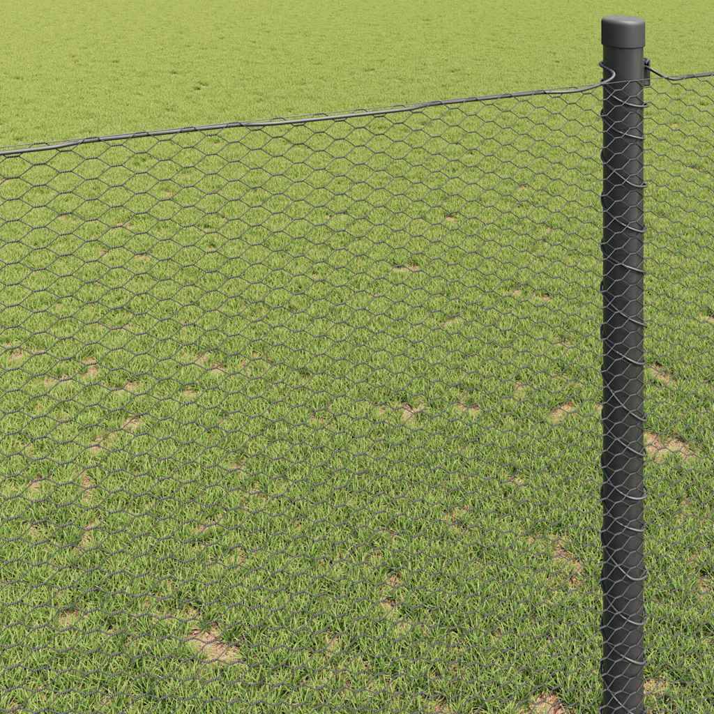 vidaXL Hexagonzaun Grau 1 x 50 m PVC