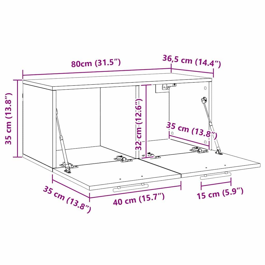 vidaXL Wandschrank Artisan-Eiche 80 x 36.5 x 35 cm Holzwerkstoff
