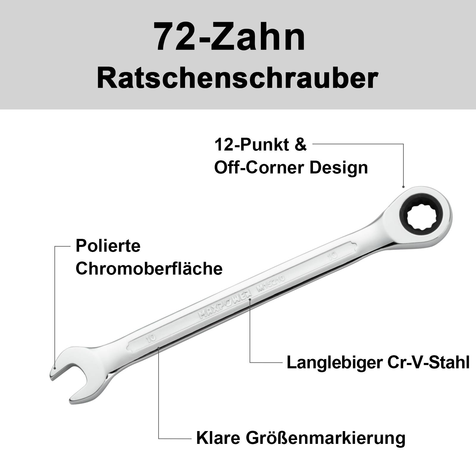 MAXPOWER 10mm Ratschen-Ringmaulschlüssel
