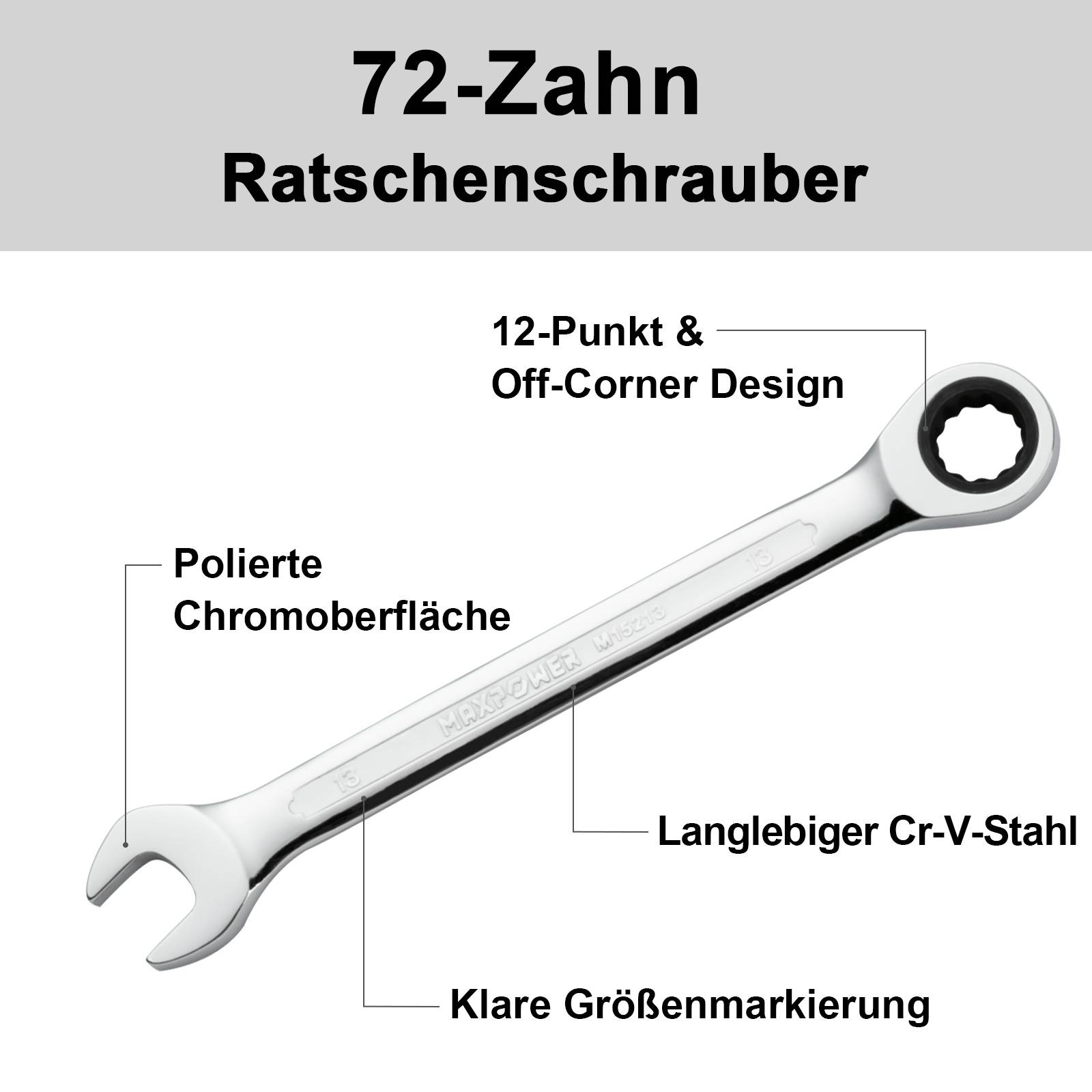 MAXPOWER 13mm Ratschen-Ringmaulschlüssel