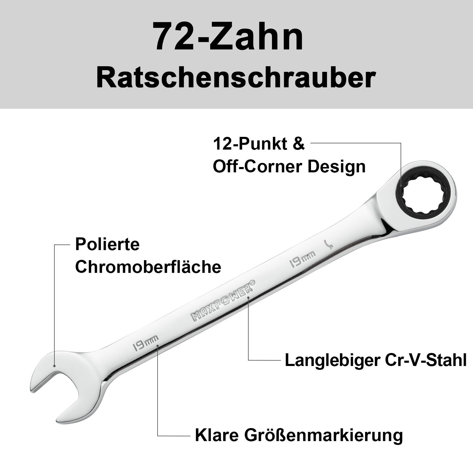 MAXPOWER 19mm Ratschen-Ringmaulschlüssel