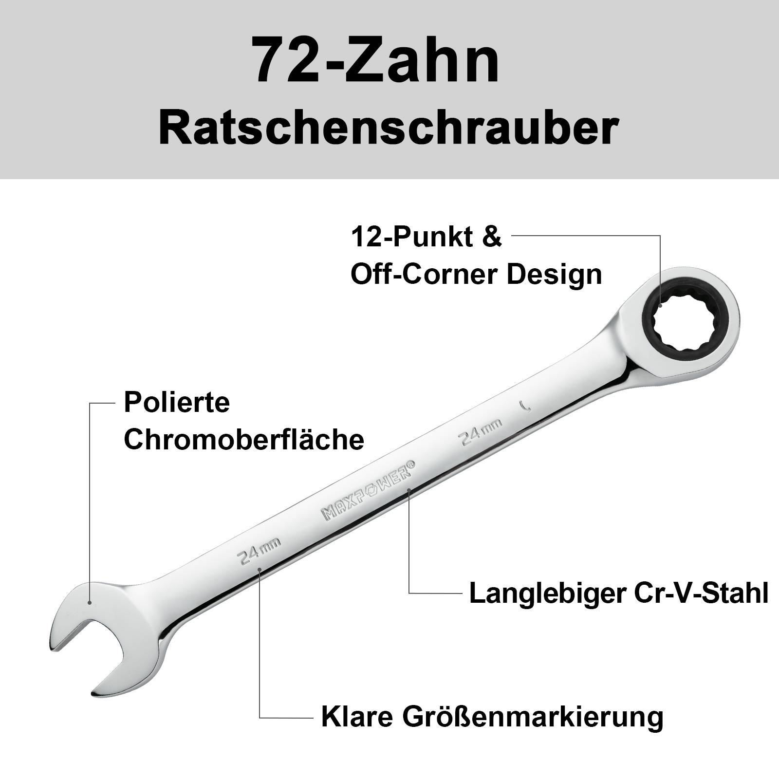 MAXPOWER 24mm Ratschen-Ringmaulschlüssel