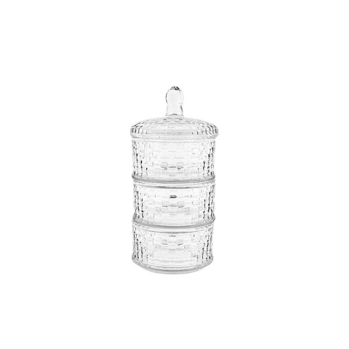 Bonboniere-Set 3-teilig mit Deckel aus hochwertigem Glas - stapelbar & stilvoll