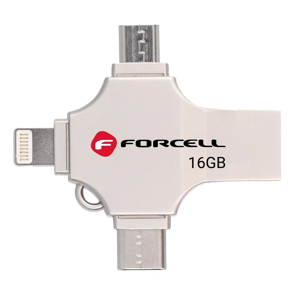 FORCELL F-DATA Metal Quad USB-Stick 4in1 – Silber 16 GB