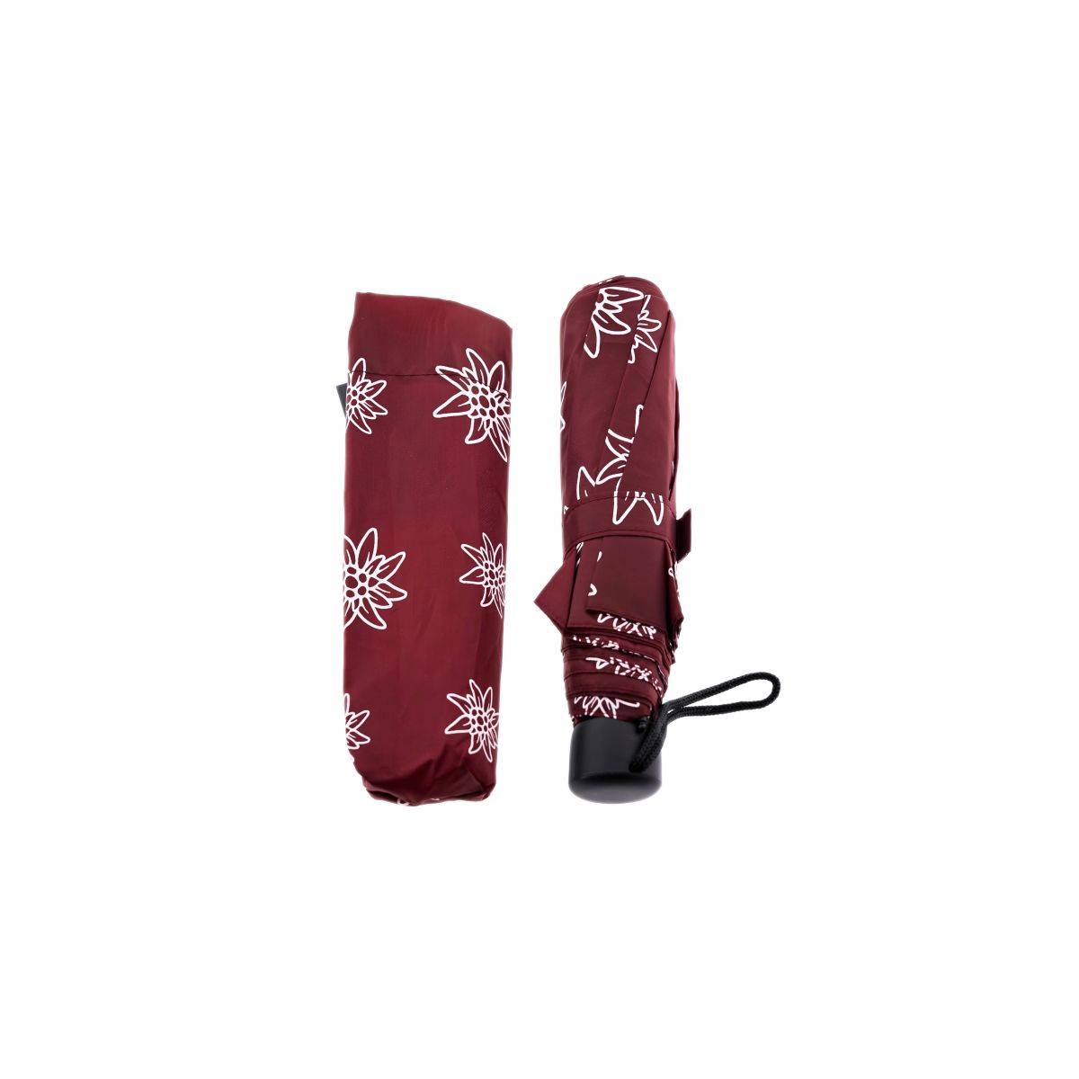 Taschenschirm mit Schutzhülle & Blumenmuster - farbenfroh & wetterfest Bordeaux