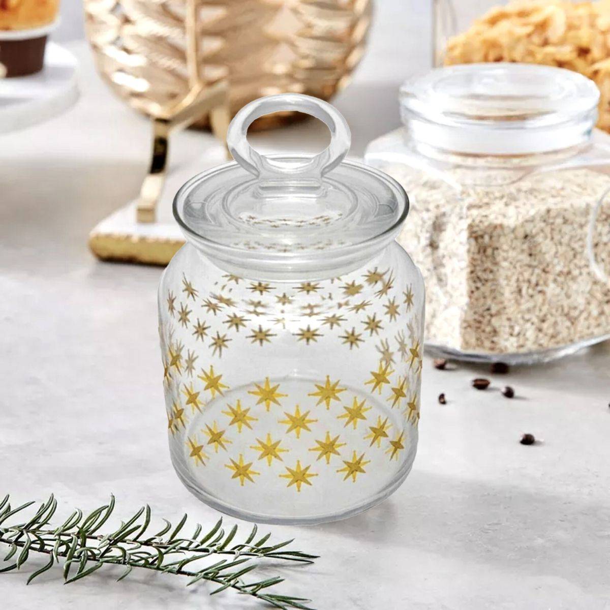 Pasabahce Stardust Vorratsglas mit Deckel & Sternmotiv - 1,085 L