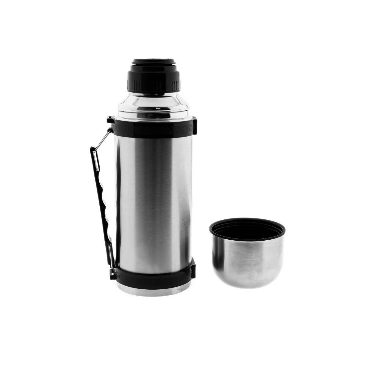Robuste Isolierflasche mit Trinkbecher & Tragegriff - 1L Edelstahl