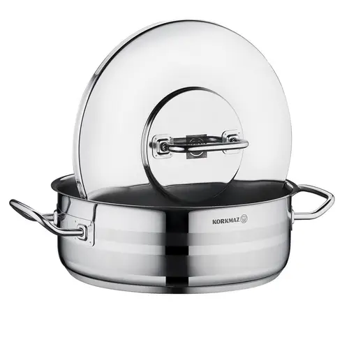 Korkmaz Astra2 Low Casserole 30 x 11 cm - 7,5 L, Edelstahl-Kochtopf mit Deckel Korkmaz Astra2 Low Casserole 30 x 11 cm - 7,5 L, Edelstahl-Kochtopf mit Deckel