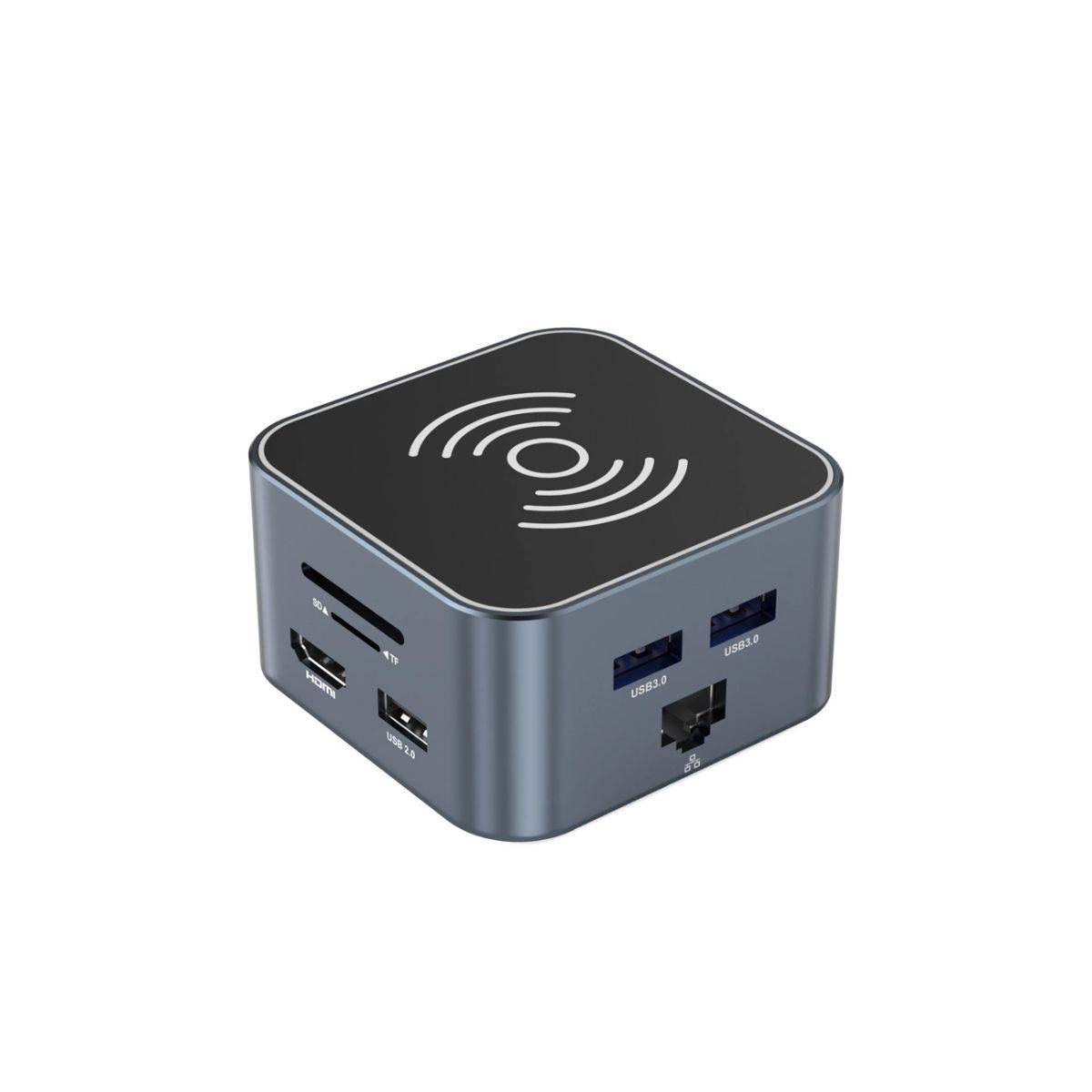 Wozinsky WHBC09Y8S USB-C 12-in-1 Hub mit WLAN-Ladefunktion, grau