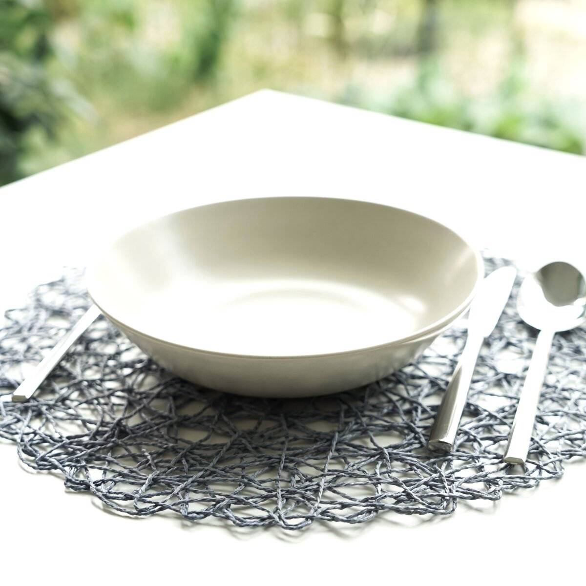 2er Platzset ø37 cm – Telleruntersetzer modern geflochten, ideal für Deko & Schutz Blau