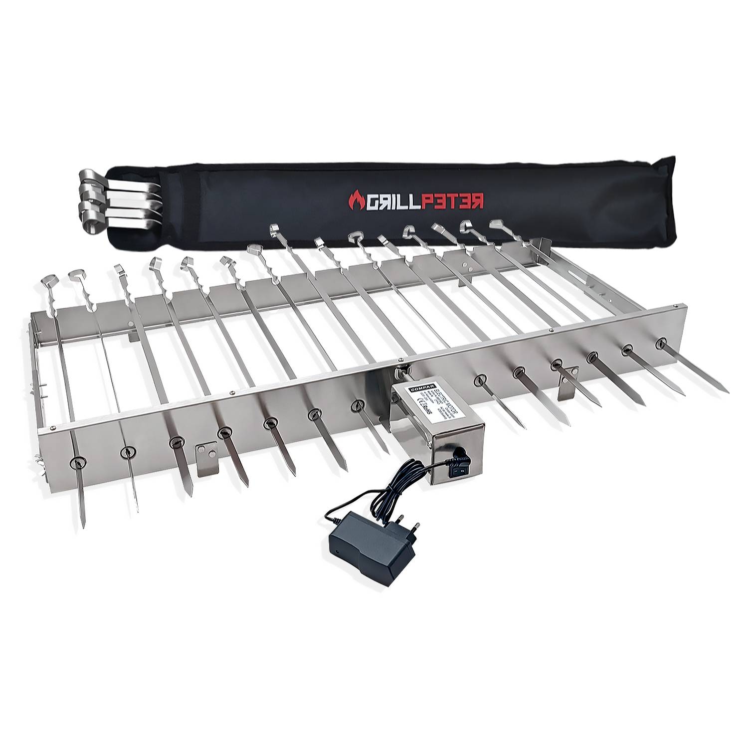 Mangal XXL Drehspießaufsatz 80 cm Edelstahlmotor Spieße