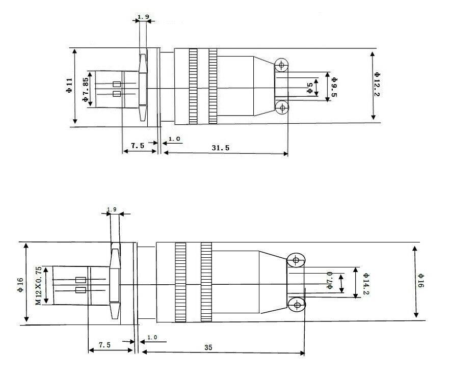 Einbaustecker Steckverbindung mit Federverschluss Borddurchführung Kupplung Ø8mm 2