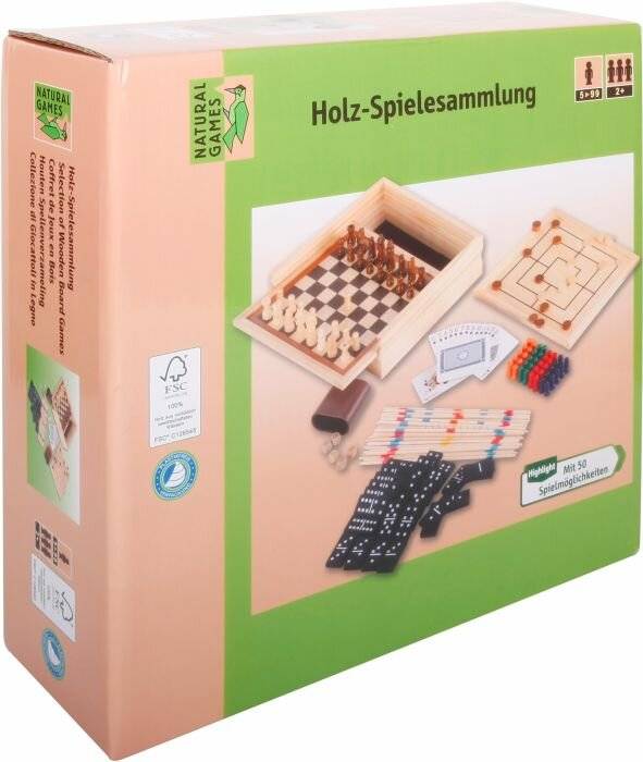 Vedes Natural Games Holz Spielesammlung 50 in 1