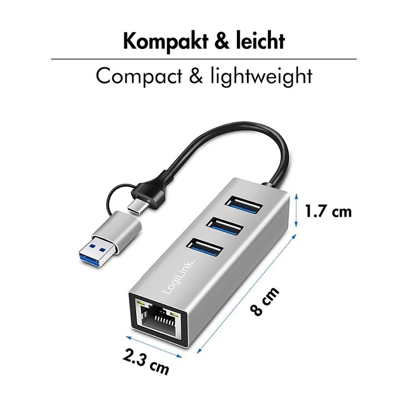 LOGILINK USB3.2 Hub UA0440 4-Port silber