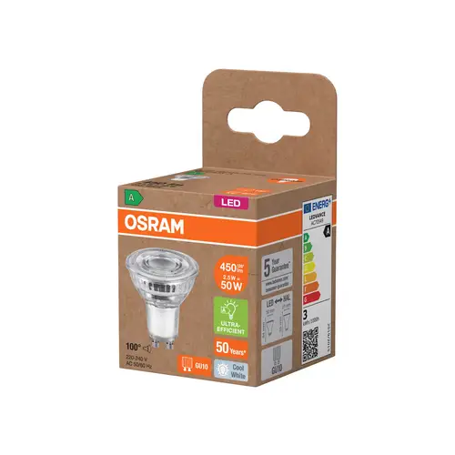 OSRAM LED-Reflektorlampe, GU10, 2,5 W, 4000 K, EEK: A, 450 lm, neutralweiß OSRAM LED-Reflektorlampe, GU10, 2,5 W, 4000 K, EEK: A, 450 lm, neutralweiß