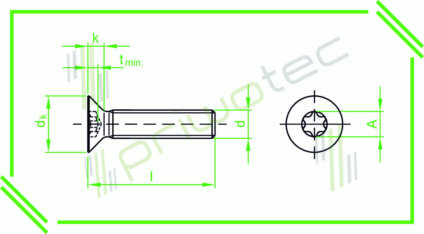 ISO14581 M2,5x4 Senkkopfschraube mit Innensechsrund Material: A2 - blank (100 Stk.)