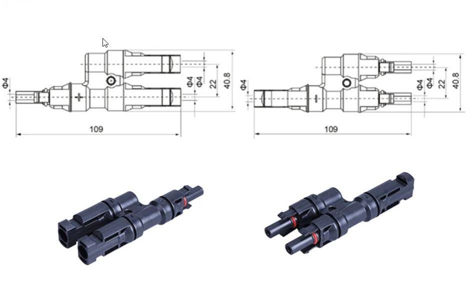MC4-T3 3-Wege-Solarstecker-Set (Typ A + B) – T-Verteiler für Solaranlagen
