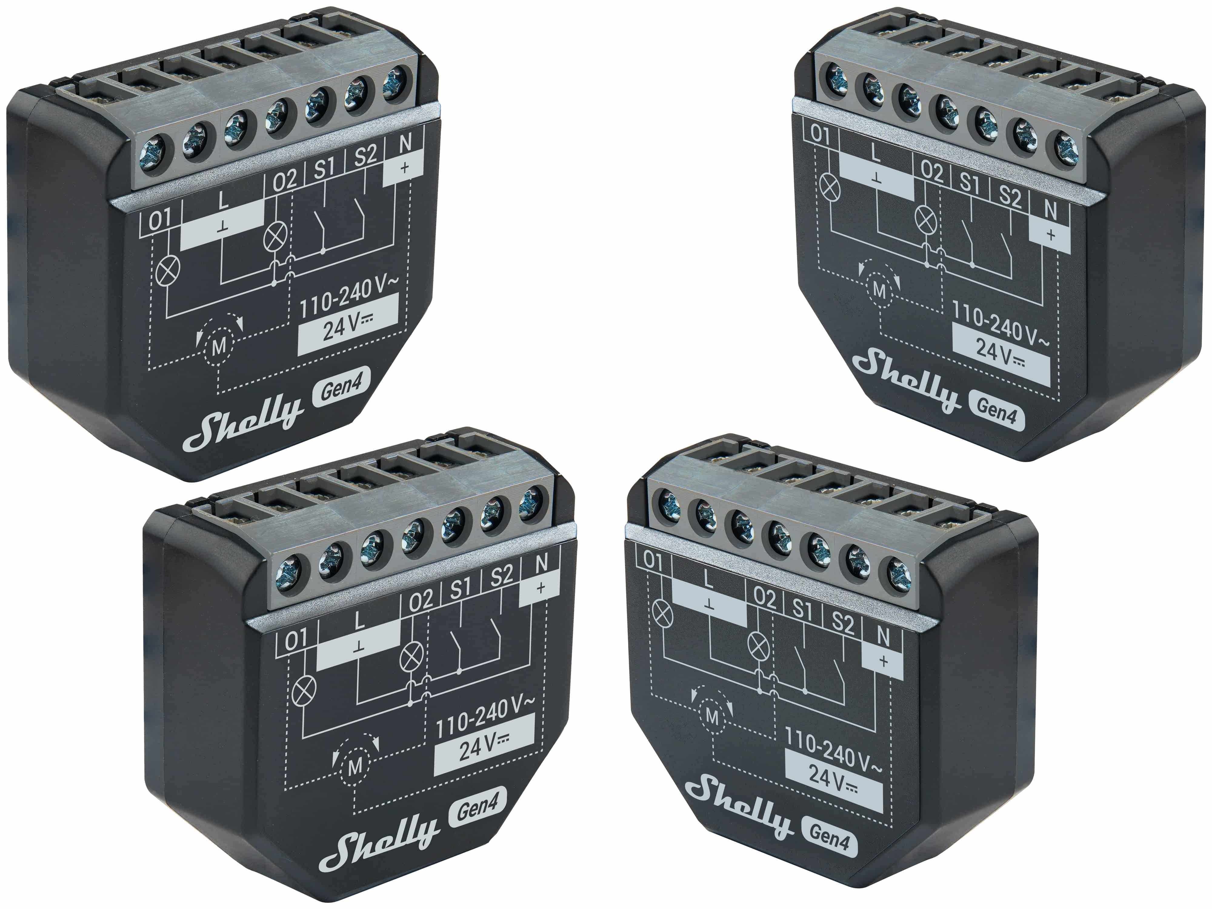 SHELLY WLAN-Schaltaktor 2PM Gen4, 2 Kanal, WLAN, Matter, Bluetooth, 4 Stück