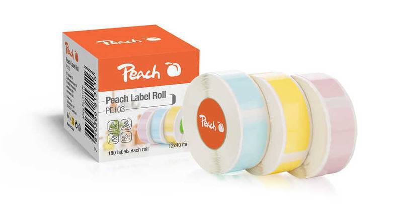 Peach Ersatzrollen für Laber Printer PE-110 3 Rollen B/C/Y Multimedia-Technik Etikettendrucker