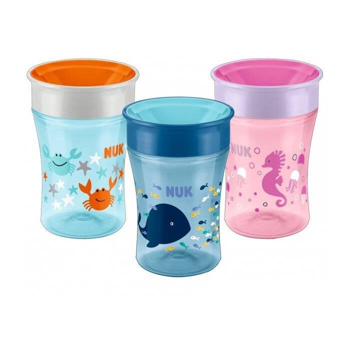 Nuk Magic Cup Trinkbecher 230ml leicht zu lernen ab 8 Monaten, spülmaschinenfest grau