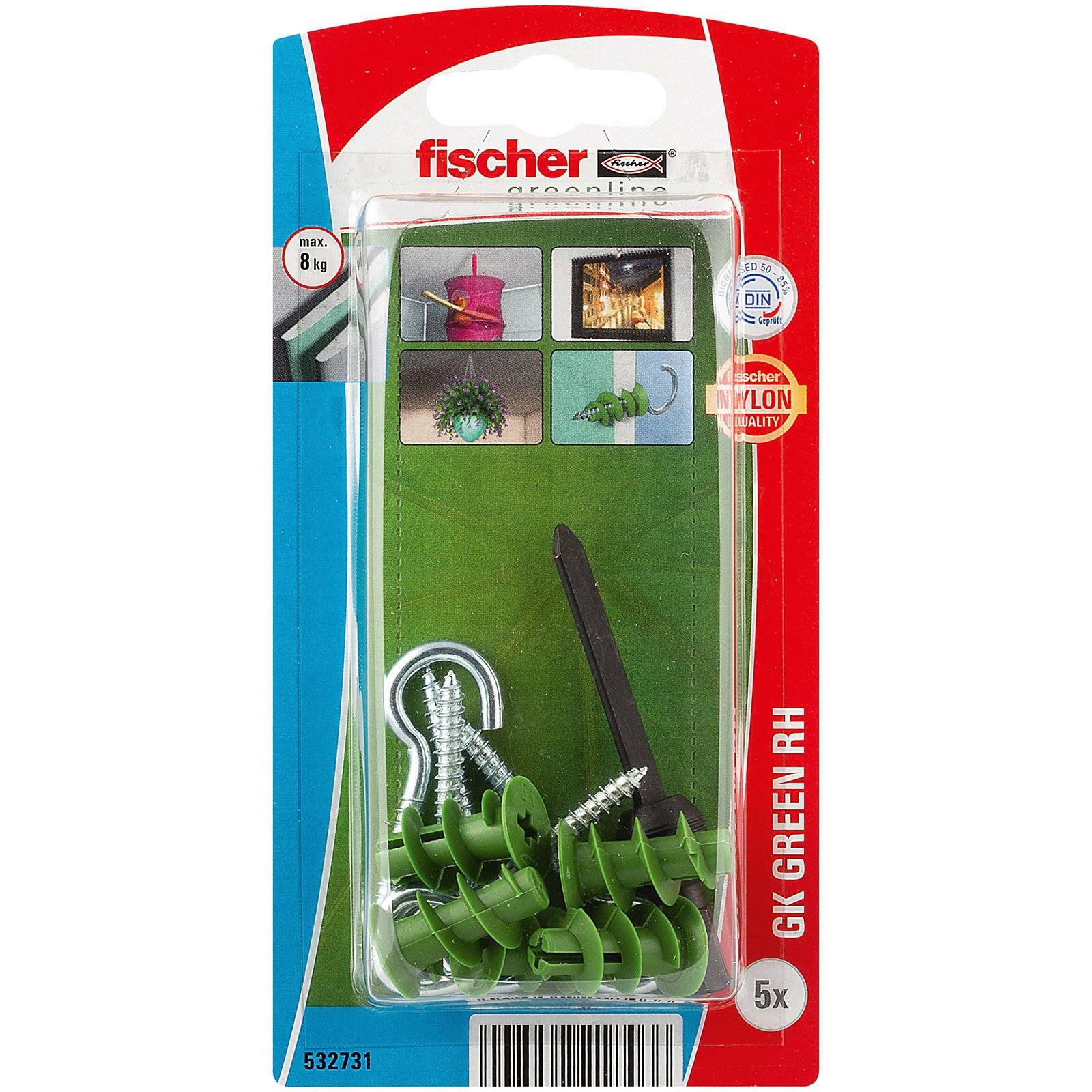 fischer Gipskartondübel GK Green RH mit Rundhaken