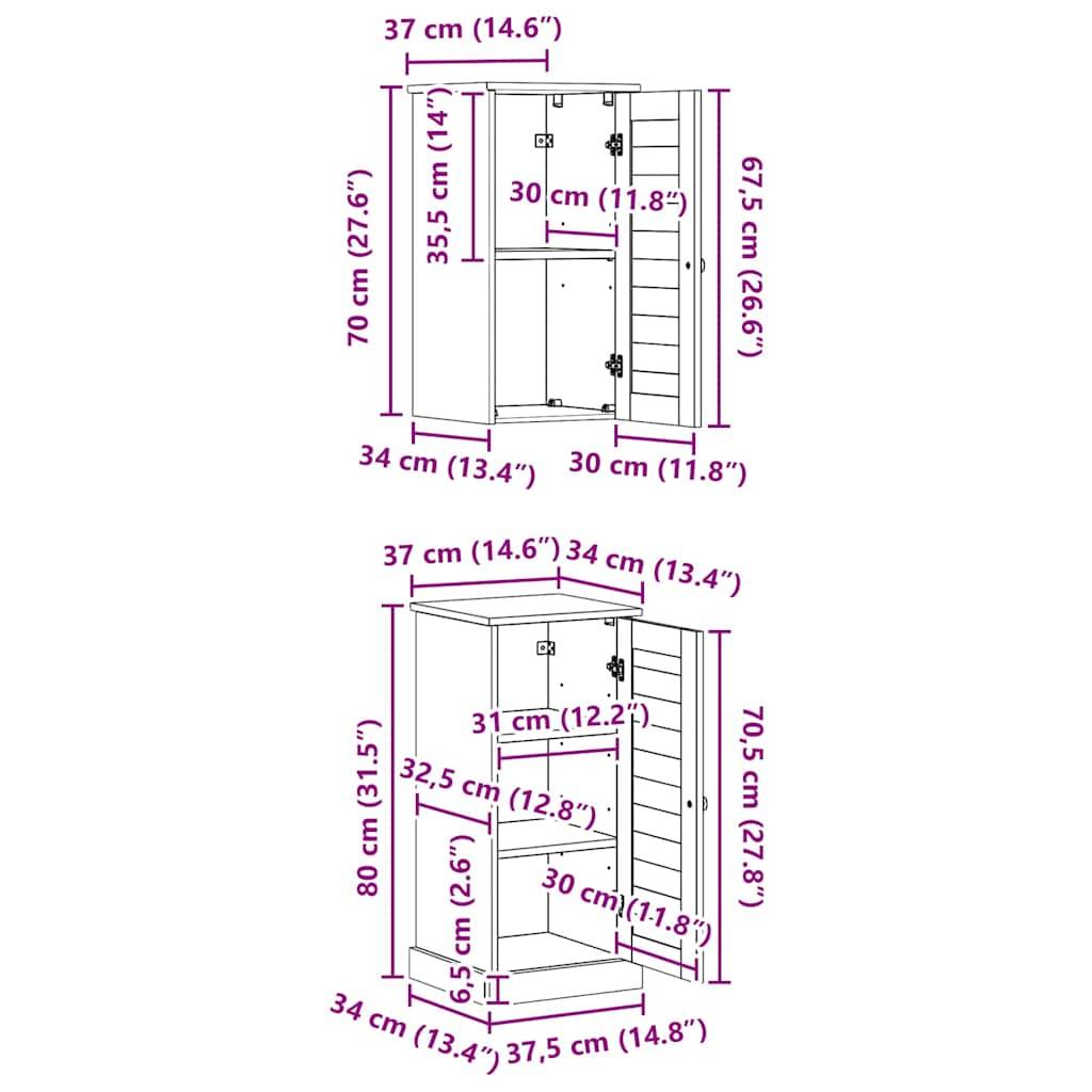 vidaXL Badezimmermöbel-Set mit Regal VIGO 2 pcs Braun und Honigbraun