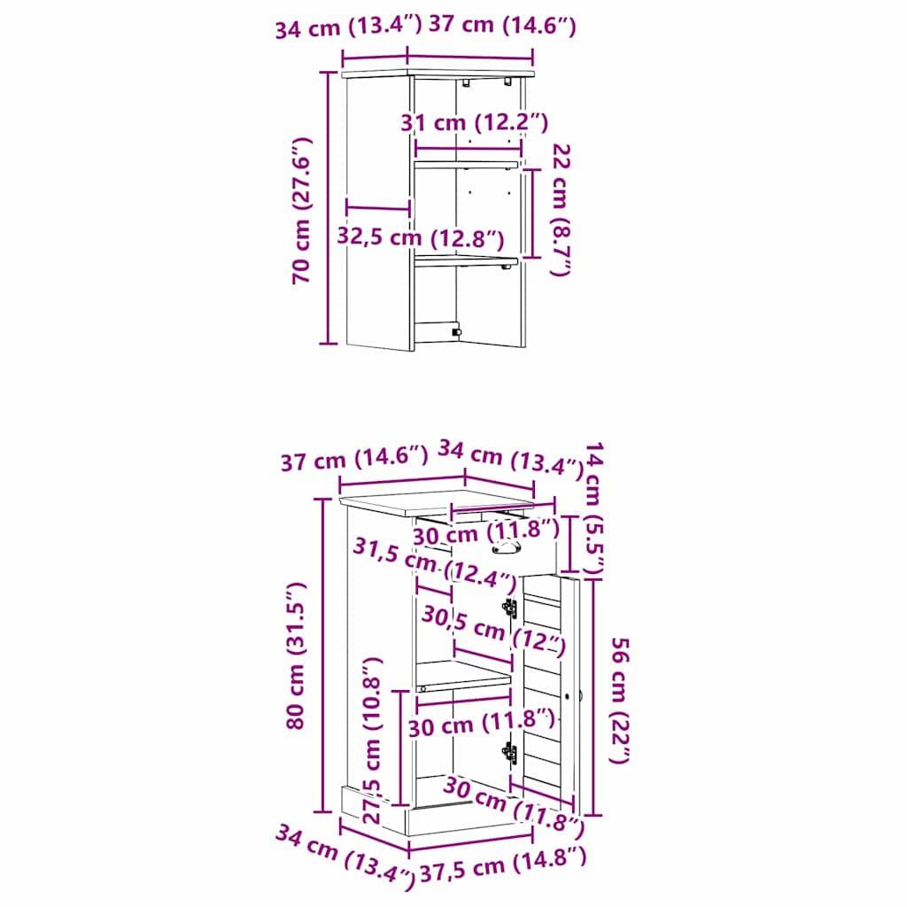 vidaXL Badezimmermöbel-Set mit Regal VIGO 2 pcs Weiß und Antikweiß
