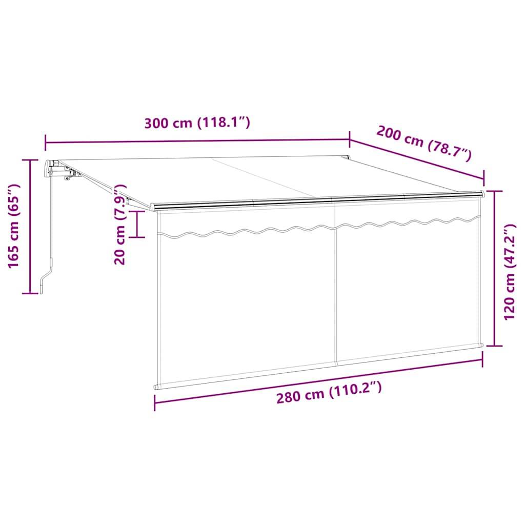 vidaXL Einziehbare Markise Blau und Weiß 300 x 200 cm
