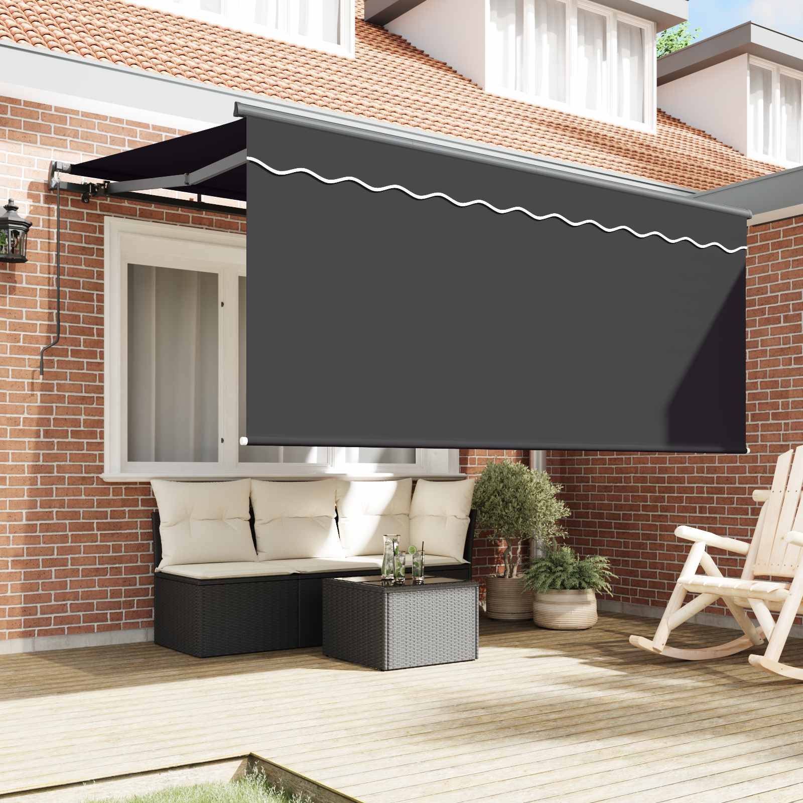 vidaXL Einziehbare Markise Gestreift Anthrazit 300 x 200 cm Stoff
