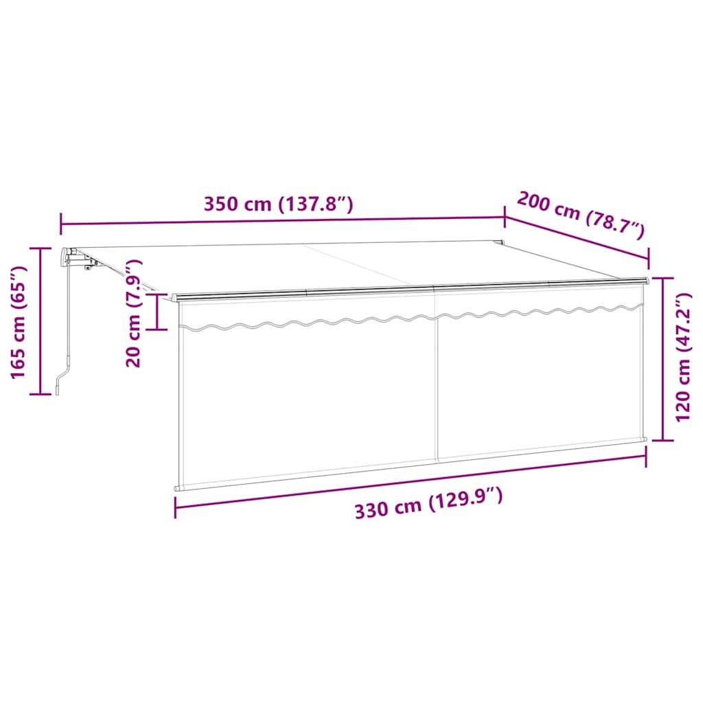 vidaXL Einziehbare Markise Blau und weiß 350 x 200 cm Stoff und Metall