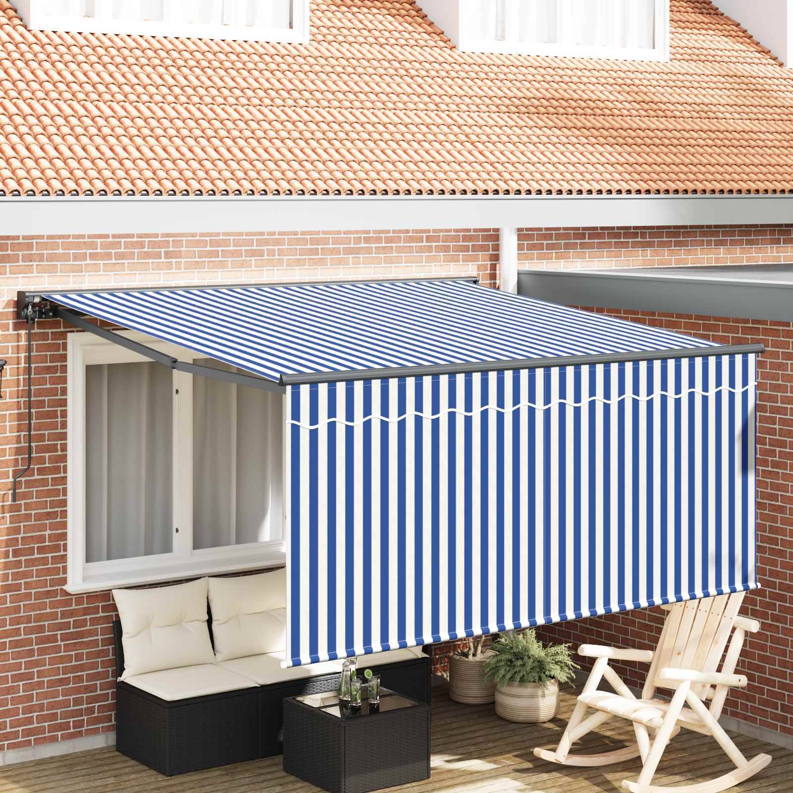 vidaXL Einziehbare Markise Blau und Weiß 350 x 250 cm