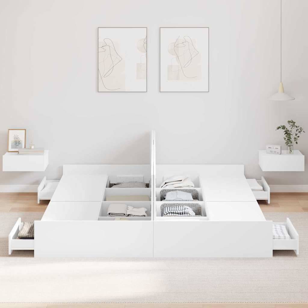 vidaXL Aufbewahrungsbettgestell Weiß 200 x 200 cm Holzwerkstoff