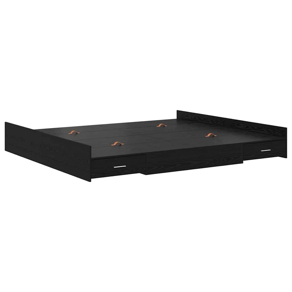 vidaXL Aufbewahrungsbettgestell Schwarz Eichen-Optik 200 x 200 cm