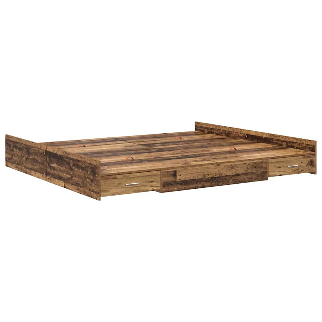 vidaXL Aufbewahrungsbettgestell Altholz 180 x 200 cm Holzwerkstoff
