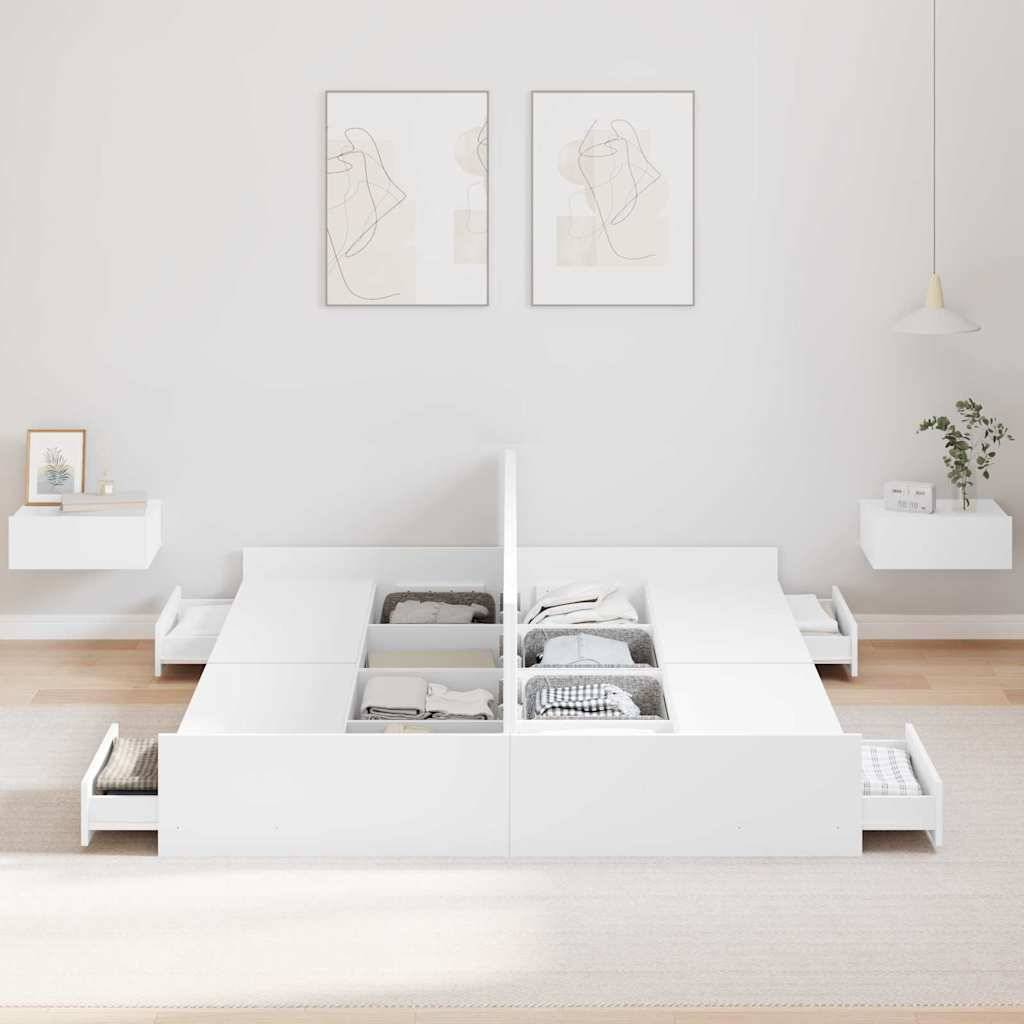 vidaXL Aufbewahrungsbettgestell Weiß 135 x 190 cm Holzwerkstoff