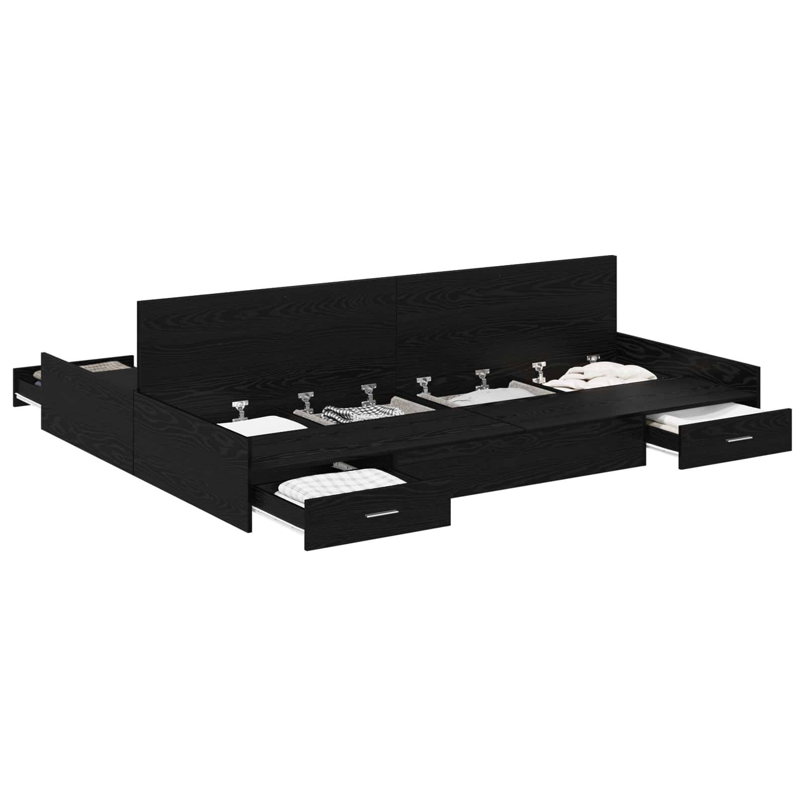 vidaXL Aufbewahrungsbettgestell Schwarz Eichen-Optik 160 x 200 cm