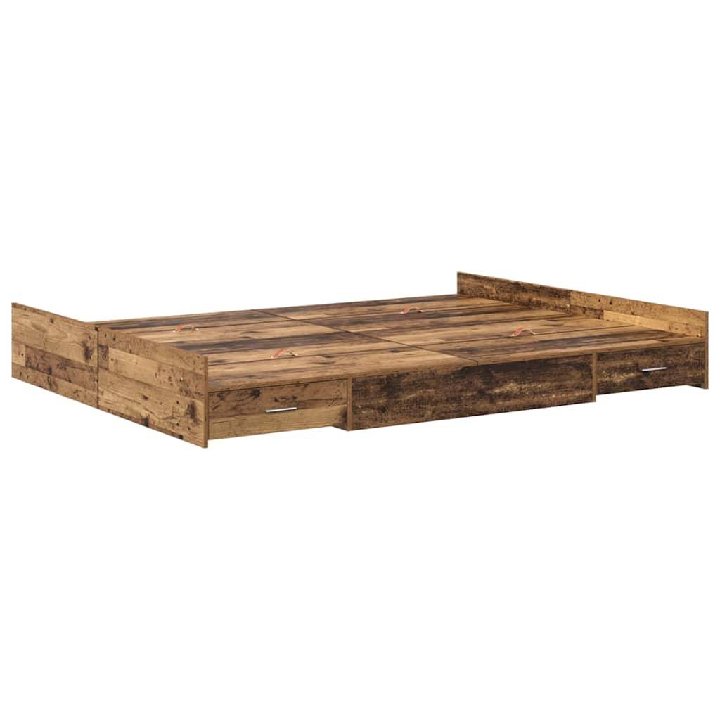 vidaXL Aufbewahrungsbettgestell Altholz 150 x 200 cm Holzwerkstoff