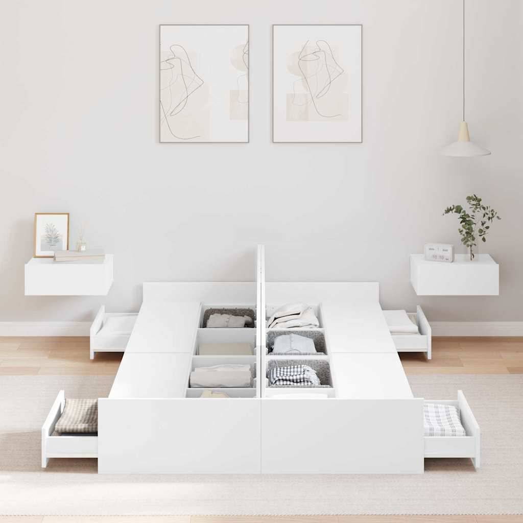 vidaXL Aufbewahrungsbettgestell Weiß 120 x 190 cm Holzwerkstoff