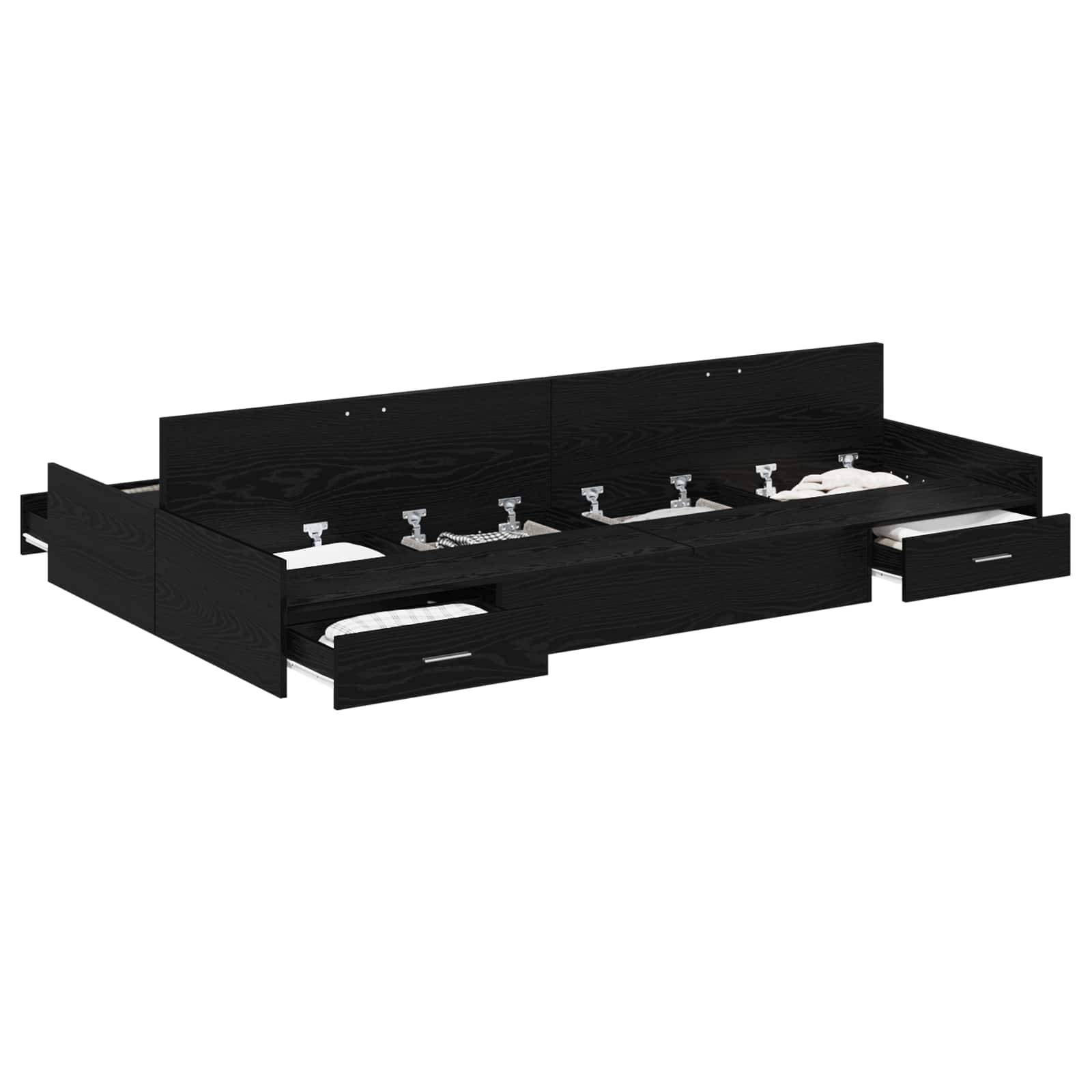 vidaXL Aufbewahrungsbettgestell Schwarz Eichen-Optik 120 x 190 cm