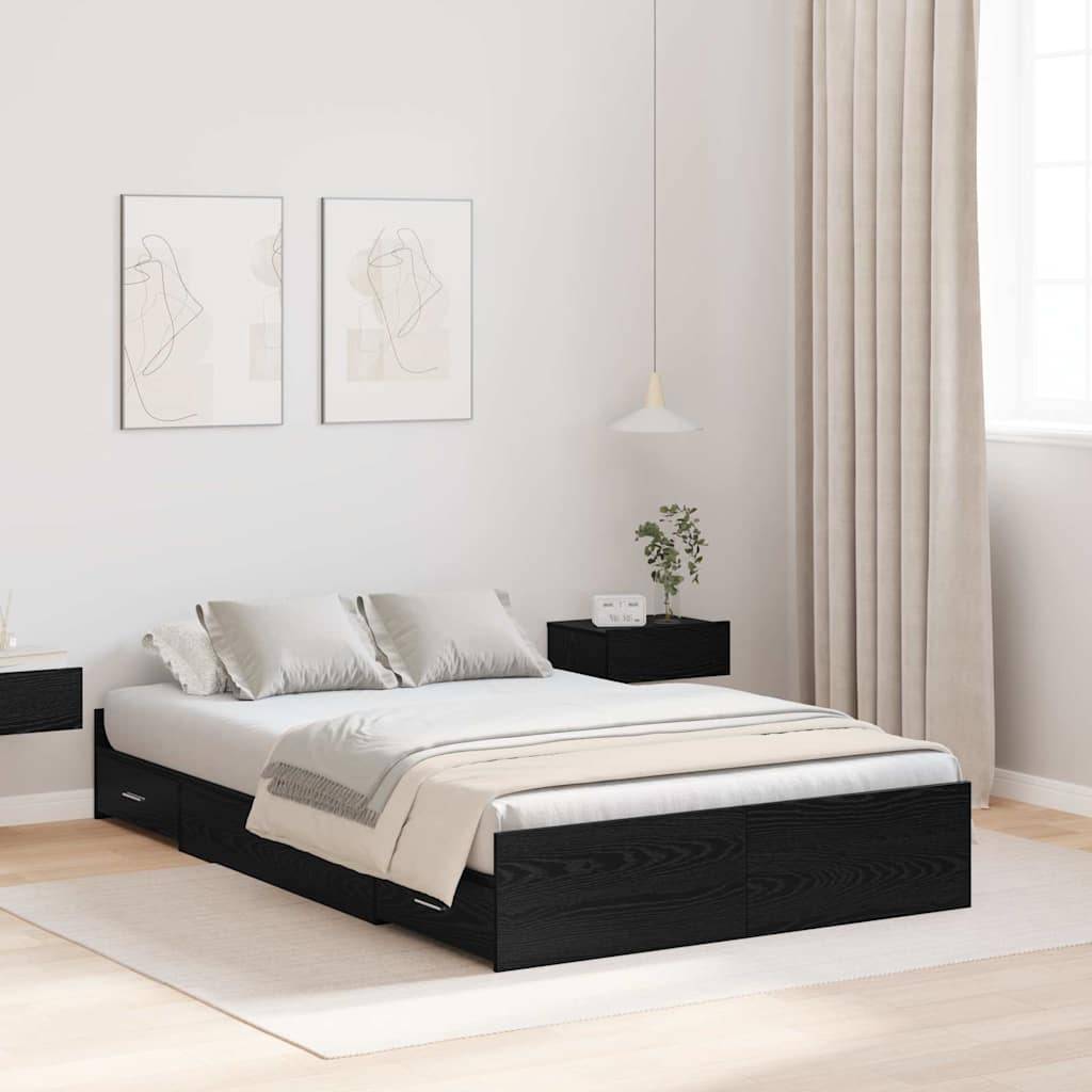 vidaXL Aufbewahrungsbettgestell Schwarz Eichen-Optik 120 x 200 cm