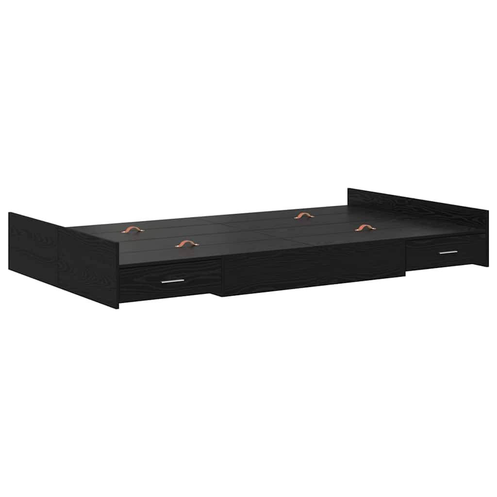 vidaXL Aufbewahrungsbettgestell Schwarz Eichen-Optik 120 x 190 cm