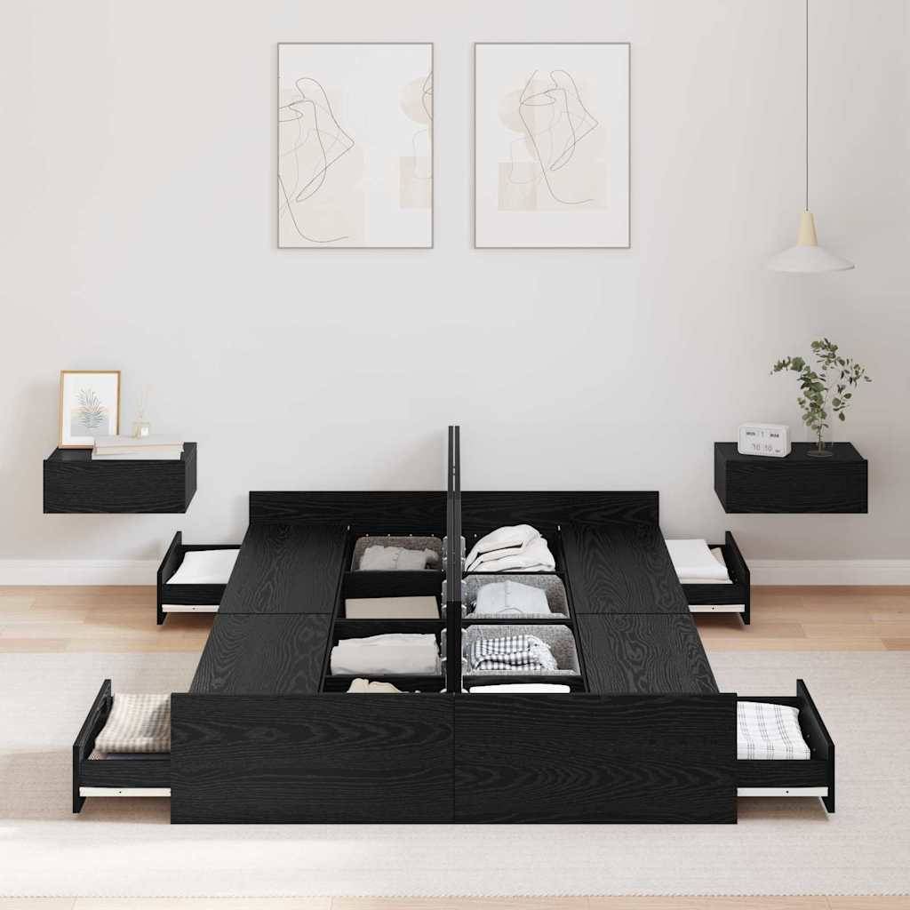 vidaXL Aufbewahrungsbettgestell Schwarz Eichen-Optik 120 x 200 cm