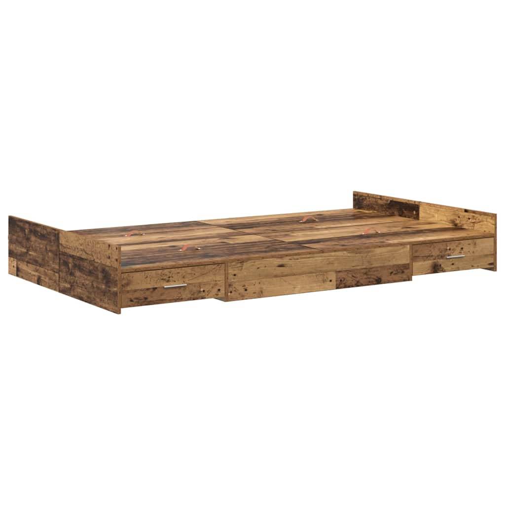 vidaXL Aufbewahrungsbettgestell Altholz 120 x 200 cm Holzwerkstoff