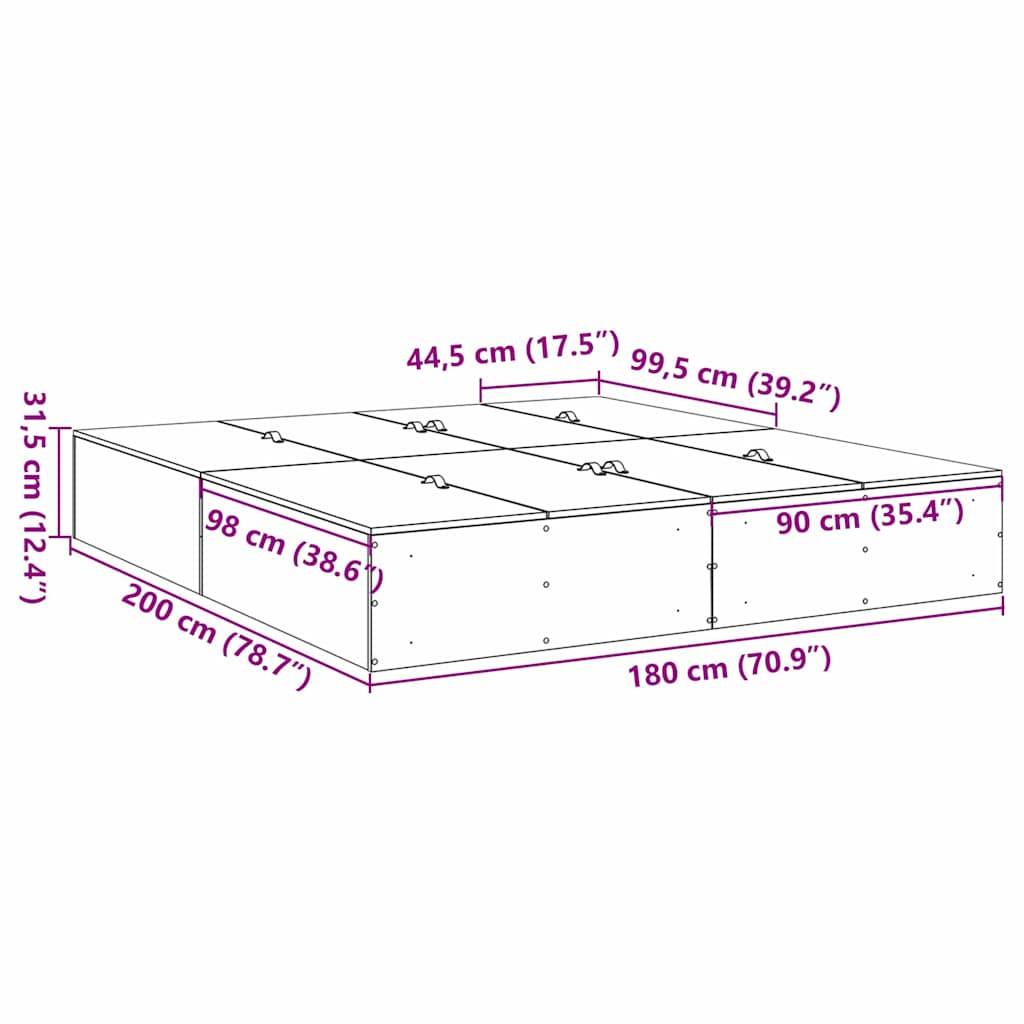 vidaXL Aufbewahrungsbettgestell Weiß 180 x 200 cm Holzwerkstoff