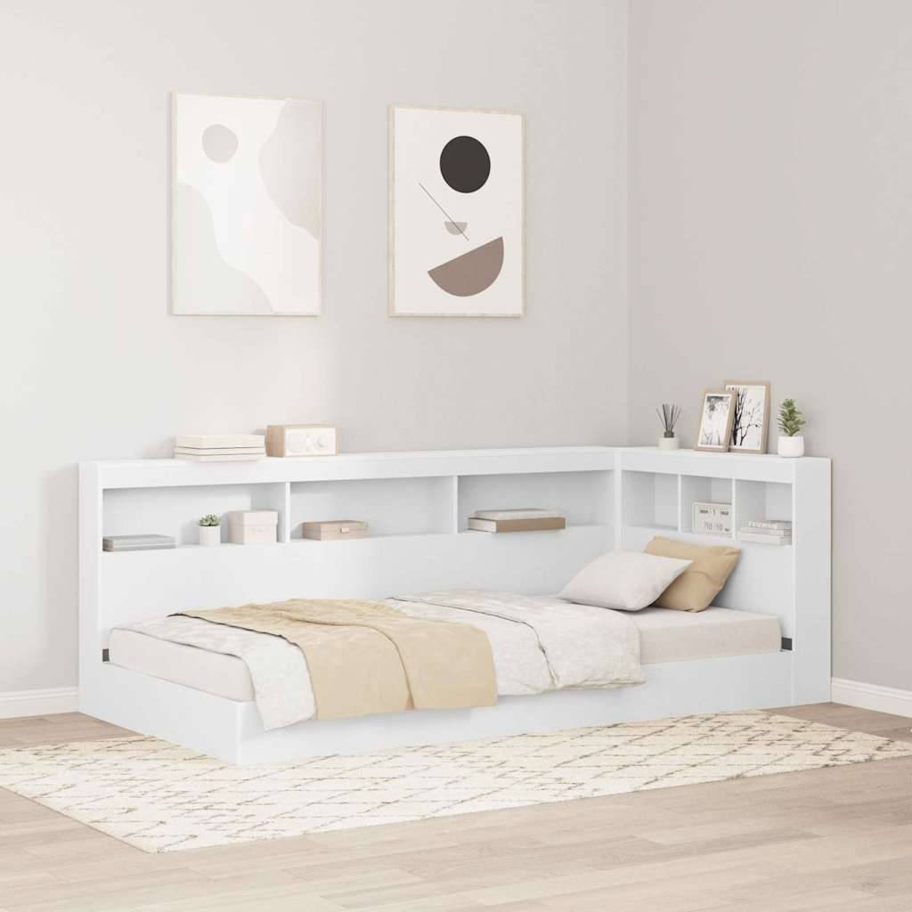 vidaXL Aufbewahrungskopfteil mit Regal Weiß 80 cm Holzwerkstoff