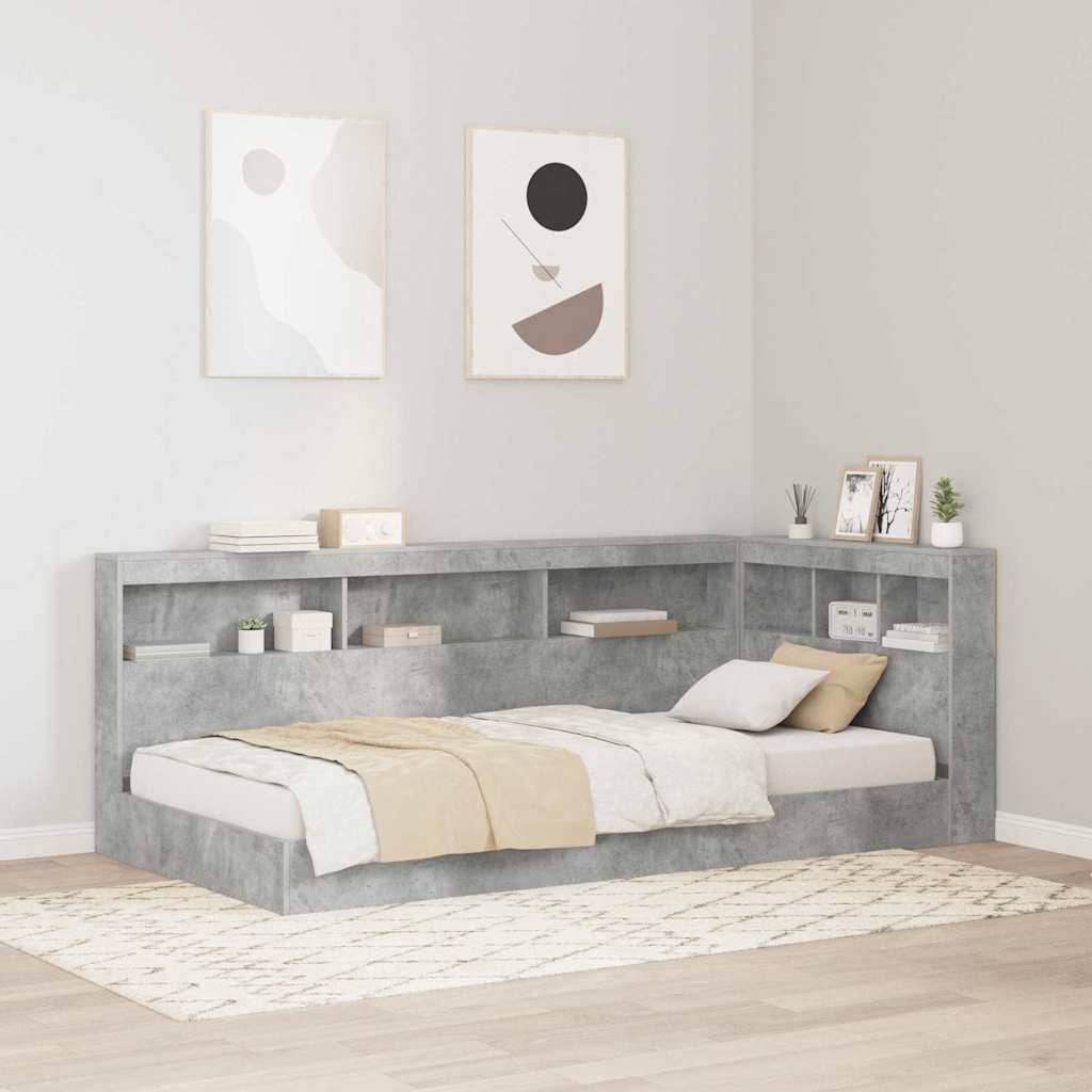 vidaXL Aufbewahrungskopfteil mit Regal Beton Grau 100 cm Holzwerkstoff